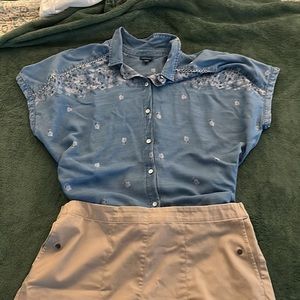 J Jill Blue cap-sleeve shirt.in Size L